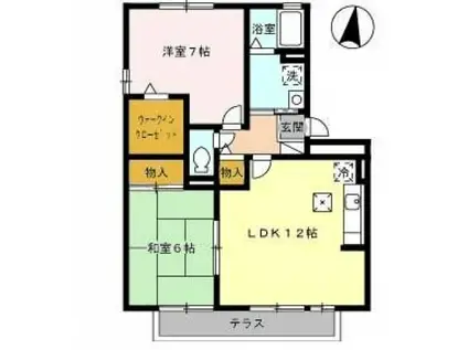 グレイス高そね(2LDK/2階)の間取り写真