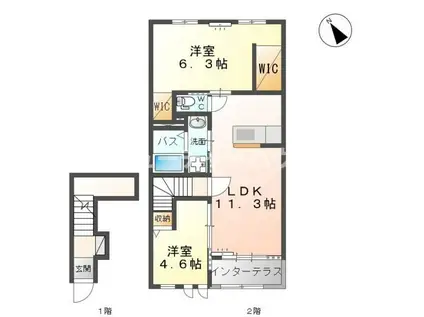ベル ヴィル(2LDK/2階)の間取り写真