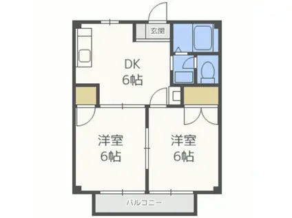 グリーンヒル天拝II(2DK/1階)の間取り写真