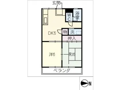 ポプラ51(2DK/2階)の間取り写真