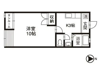 マーセルデュエル(1K/2階)の間取り写真