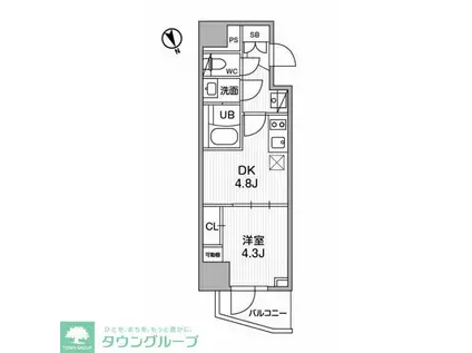 SYFORME江戸川橋(1DK/4階)の間取り写真