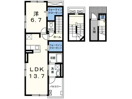 シャルマン桜町・梓館(1LDK/3階)の間取り写真