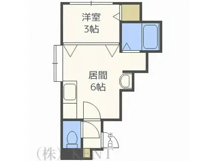 ウインドミル西町北(1DK/2階)の間取り写真