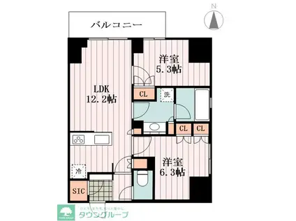 オープンレジデンシア錦糸町フロント(2LDK/2階)の間取り写真