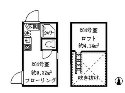 フェリススワロー(ワンルーム/2階)の間取り写真