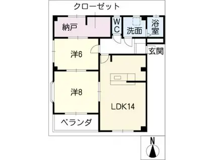 ハイエストFUJINAMI(2LDK/2階)の間取り写真