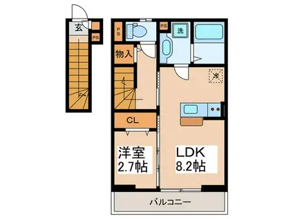 ESPOIR NAKAGAMI(1LDK/3階)の間取り写真