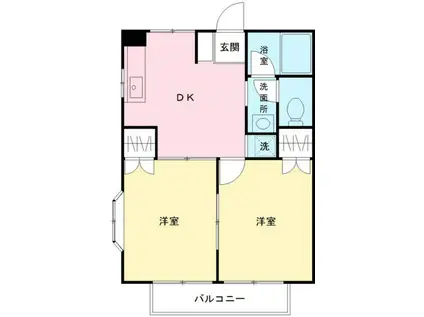 アルカサーノ白糸台(2DK/2階)の間取り写真