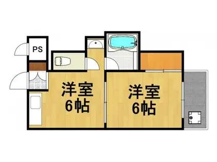 フォアール武庫之荘(1DK/2階)の間取り写真