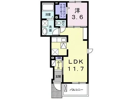 グレイスフル・ユウナ(1LDK/1階)の間取り写真