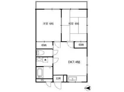 エターナル錦(2DK/1階)の間取り写真