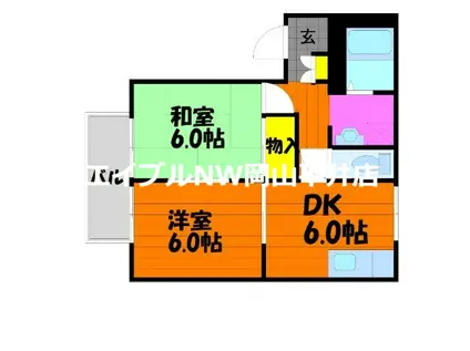 ステイタス91 II棟(2DK/2階)の間取り写真