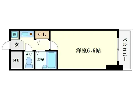 セレッソコート西心斎橋第2(1K/2階)の間取り写真