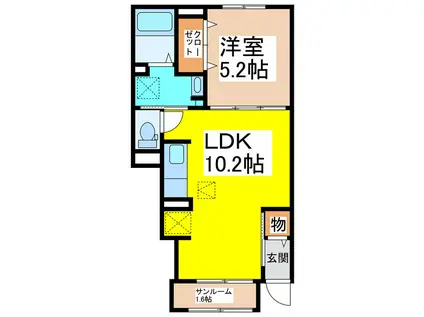 サンボル(1LDK/1階)の間取り写真