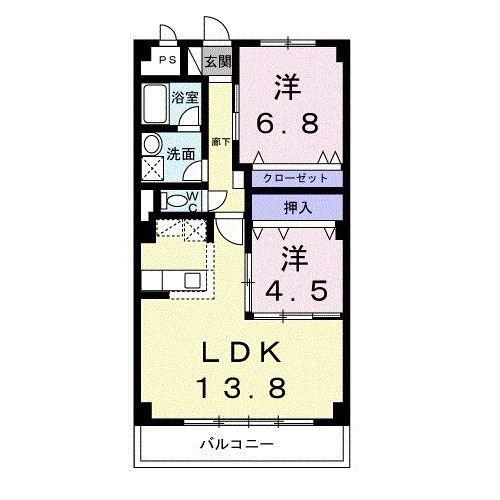 プラザ初雪A-1(2LDK/1階)の間取り写真