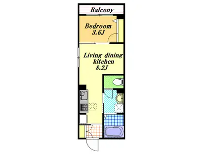 ジーエス アドレット市川(1LDK/1階)の間取り写真