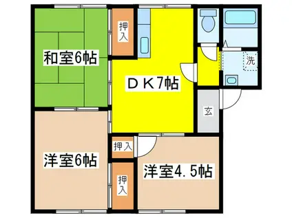 パレスウィーン(3DK/2階)の間取り写真