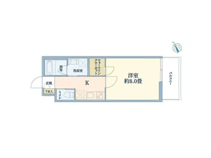 ウェルスクエア吹田(1K/2階)の間取り写真