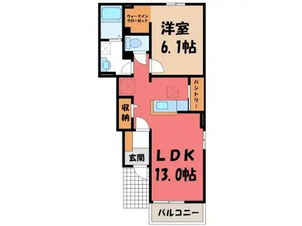 ブロッサムガーデン(1LDK/1階)の間取り写真