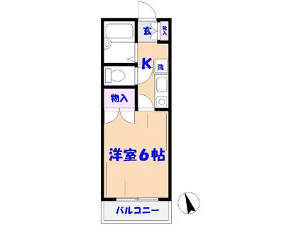 メゾンドワコーⅠ(1K/2階)の間取り写真