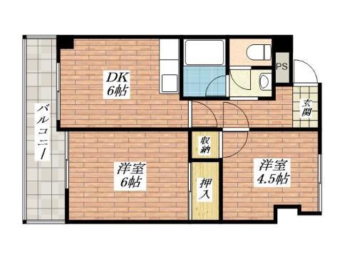 FAMINESUI(2DK/3階)の間取り写真