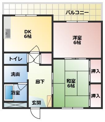 マンション大和(2DK/2階)の間取り写真