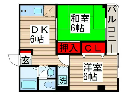 クレッセントタカ(2DK/5階)の間取り写真