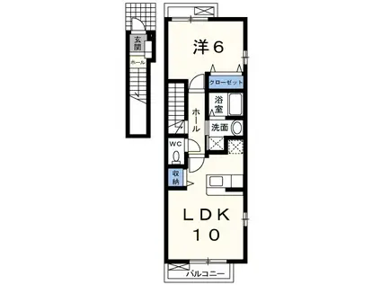 トゥー・ル・モンド(1LDK/2階)の間取り写真