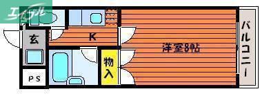 フィオーレK2(1K/1階)の間取り写真