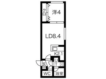 ビバーチェ西野(1LDK/1階)の間取り写真