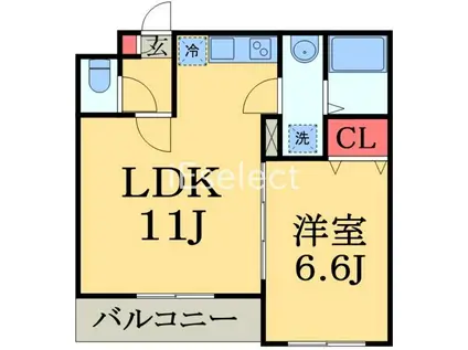 ジーメゾン千葉イースト(1LDK/3階)の間取り写真