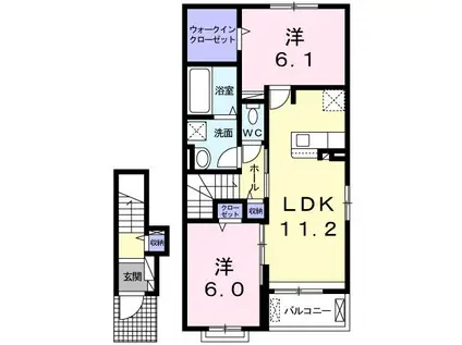 カーサ フォンターナ(2LDK/2階)の間取り写真