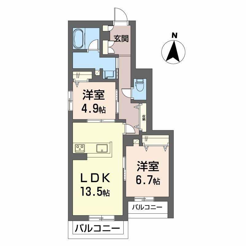 シャーメゾン エムエイチ 曽根東(2LDK/3階)の間取り写真