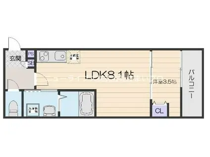 アレグリア古川橋2(1LDK/2階)の間取り写真