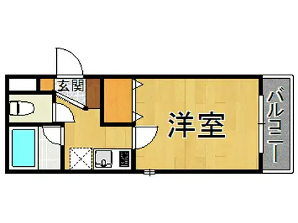 プレステージフジ西宮壱番館(ワンルーム/2階)の間取り写真