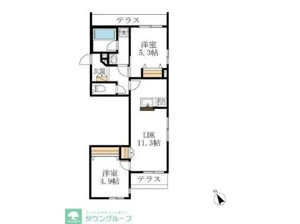 生田1丁目メゾン(2LDK/1階)の間取り写真