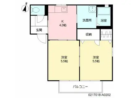 シャルムメゾン(2K/2階)の間取り写真
