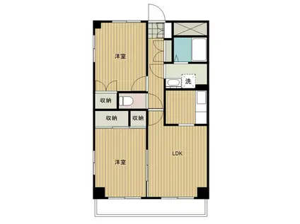 マンション扶双(2LDK/1階)の間取り写真