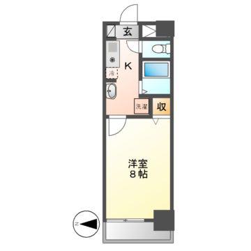 ベル名駅(1K/9階)の間取り写真