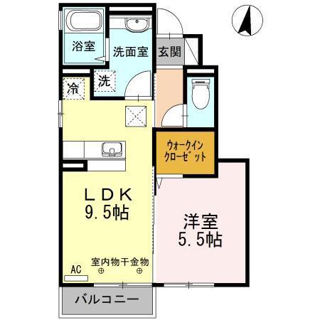 コトー星が丘 B(1LDK/1階)の間取り写真