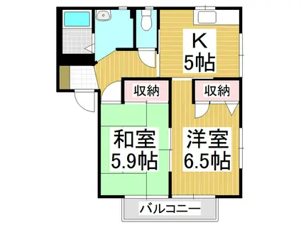セゾン・ドミール(2K/2階)の間取り写真