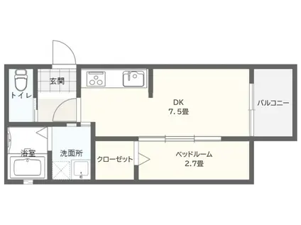 グレイス輝(1DK/2階)の間取り写真