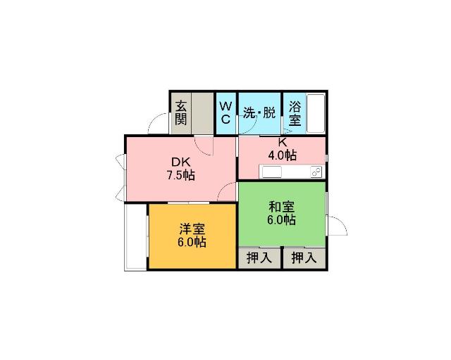 ハイツなかやま(2LDK/1階)の間取り写真