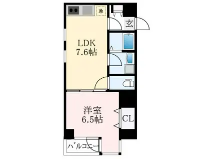 FRAME WOOD(1LDK/2階)の間取り写真