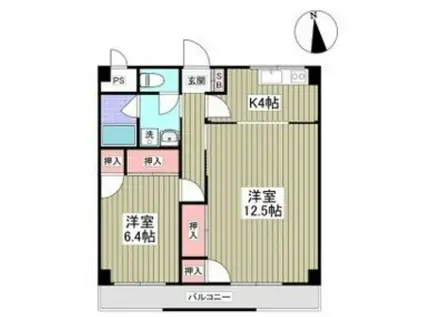 グランドハイツ(2K/2階)の間取り写真