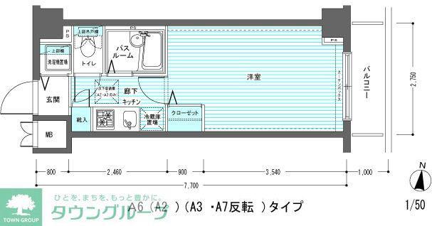レジディア多摩川(1K/3階)の間取り写真
