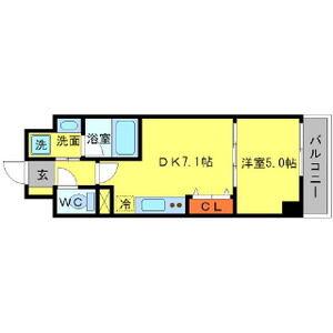 BRAVI南堀江(1DK/3階)の間取り写真