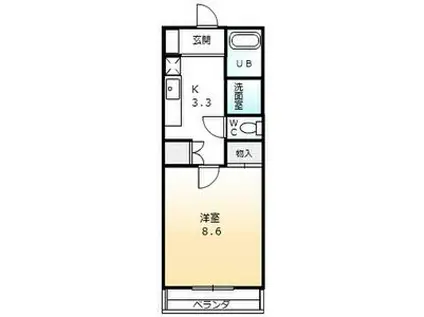 カーサ ベルジオーノ(1K/4階)の間取り写真