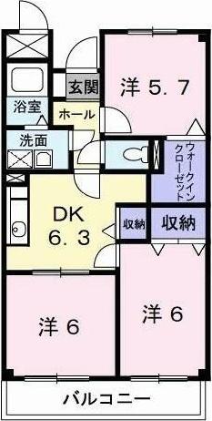 ハイツピュアティ(3DK/3階)の間取り写真